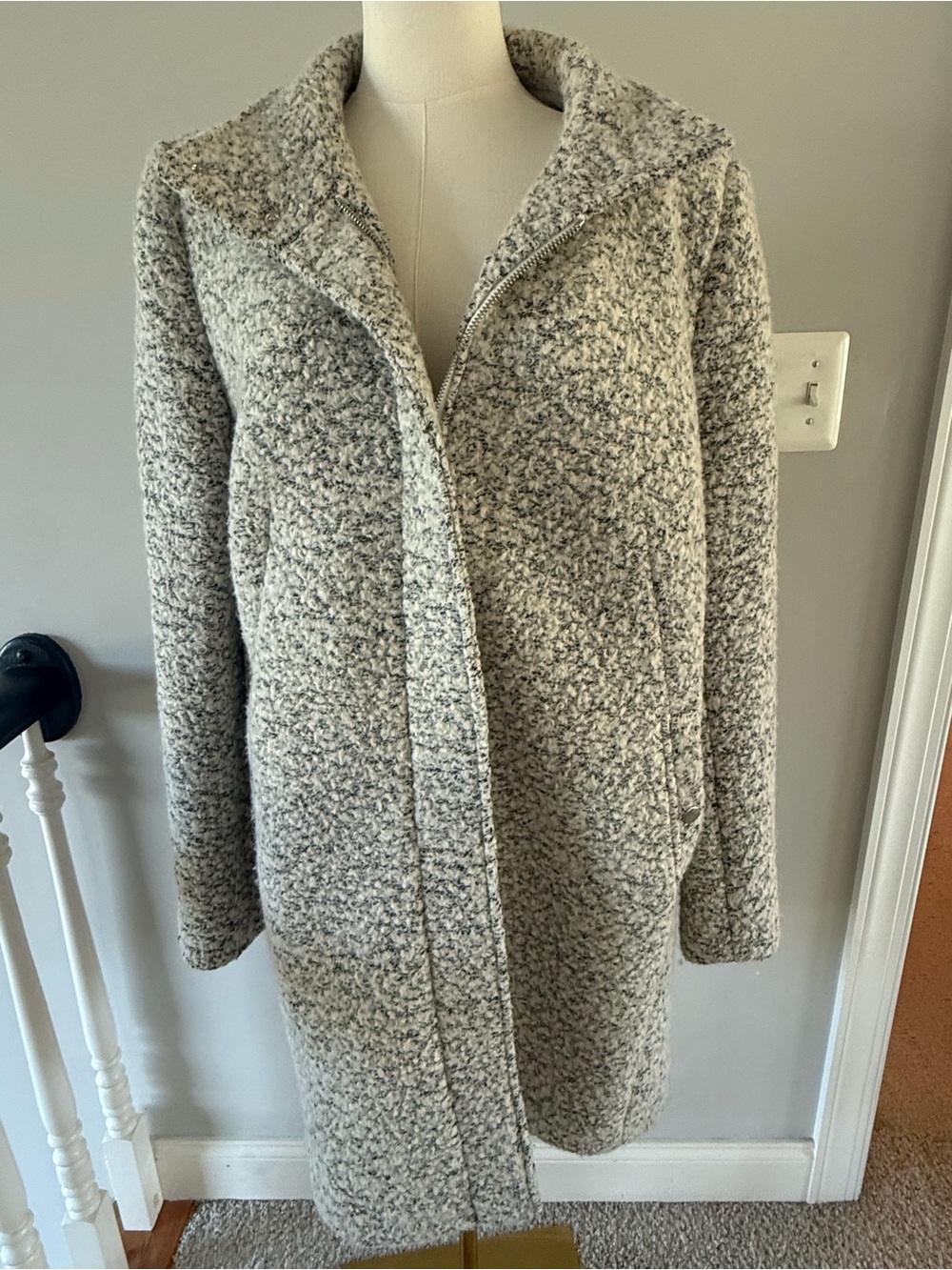 LOFT Gray Bouclé Pea Coat